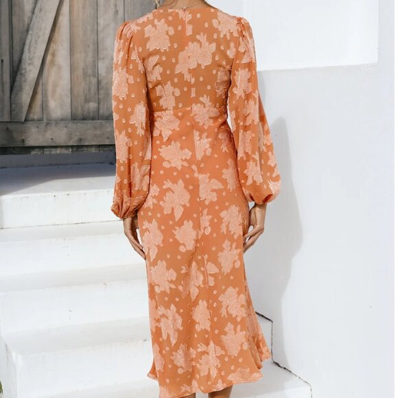 Hello Molly - RAISE THE SUN MIDI DRESS ORANGE (size XL/size 10) NEW - Picture 3 of 6